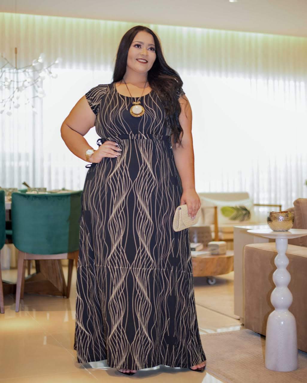 Vestido longo evangelico cheap plus size